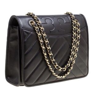 Tory Burch Alexa Medium Convertible Shoulder Bag - Black Quilted Leather